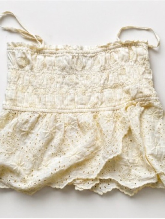 American Eagle Outfitters Tops - American Eagle Outfitters Butter Yellow Eyelet Smocked Tie-Strap Tank